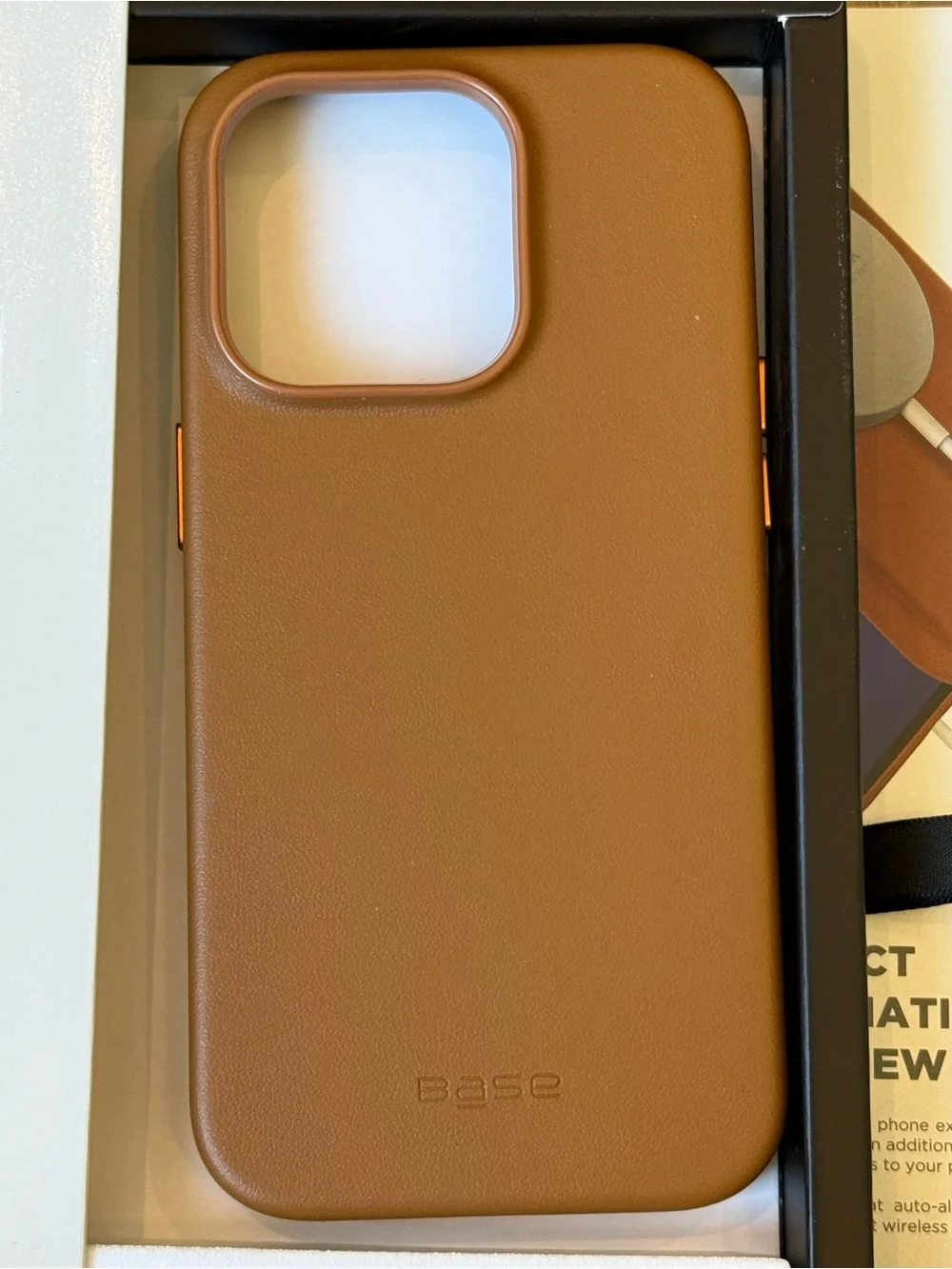 New Base Vegan Leather MagCharge Case for iPhone 14 Pro Case Brown Case